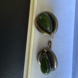 Elegant Green and Silver Earrings